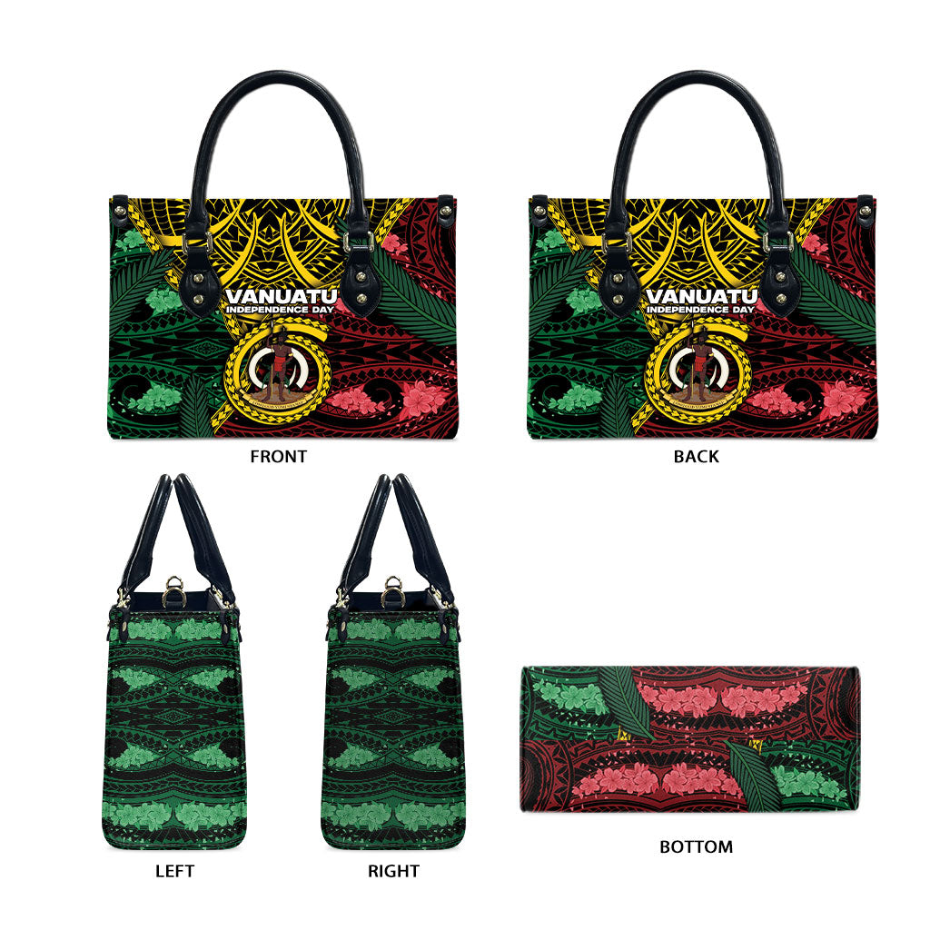 Vanuatu Independence Day Leather Bag Boar Tusk Warrior Tribal Floral Patterns DT05 - Polynesian Pride