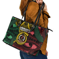 Vanuatu Independence Day Leather Tote Bag Boar Tusk Warrior Tribal Floral Patterns DT05 - Polynesian Pride
