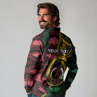 Personalised Vanuatu Independence Day Long Sleeve Polo Shirt Boar Tusk Warrior Tribal Floral Patterns DT05 - Polynesian Pride