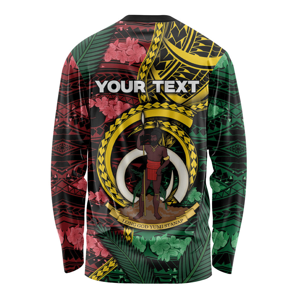 Personalised Vanuatu Independence Day Long Sleeve Shirt Boar Tusk Warrior Tribal Floral Patterns DT05 - Polynesian Pride