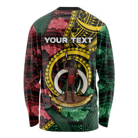 Personalised Vanuatu Independence Day Long Sleeve Shirt Boar Tusk Warrior Tribal Floral Patterns DT05 - Polynesian Pride