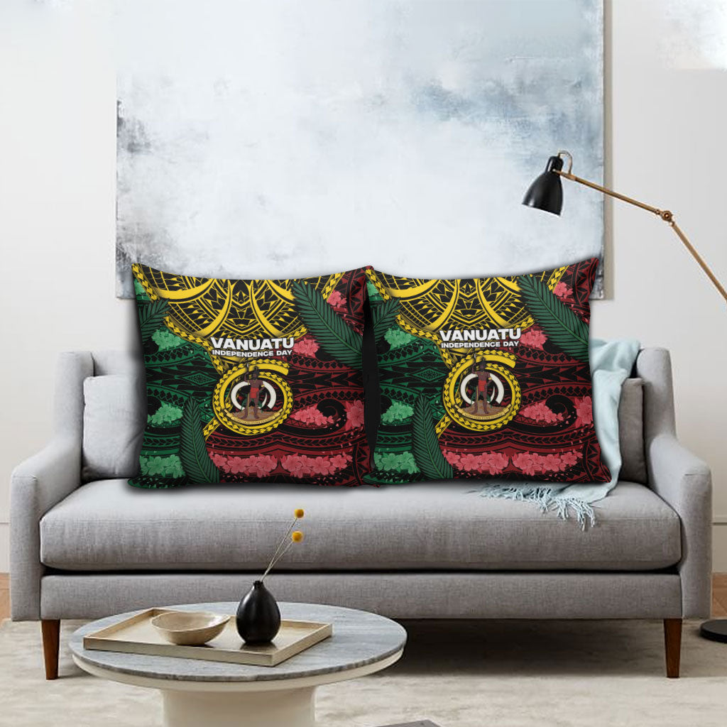 Vanuatu Independence Day Pillow Cover Boar Tusk Warrior Tribal Floral Patterns DT05 - Polynesian Pride
