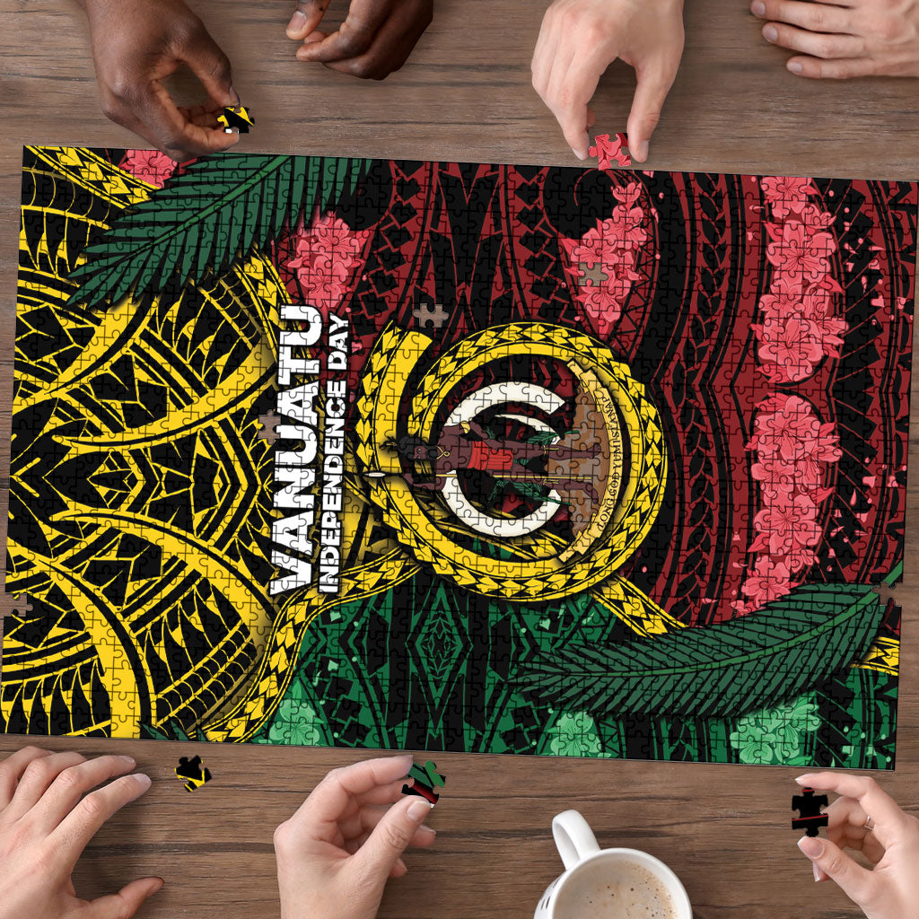 Vanuatu Independence Day Puzzle Boar Tusk Warrior Tribal Floral Patterns DT05 - Polynesian Pride