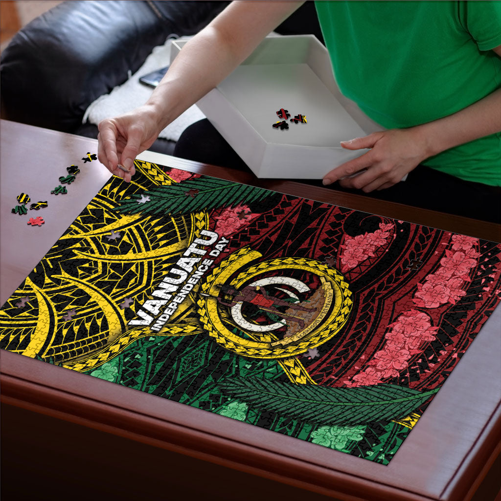 Vanuatu Independence Day Puzzle Boar Tusk Warrior Tribal Floral Patterns DT05 - Polynesian Pride