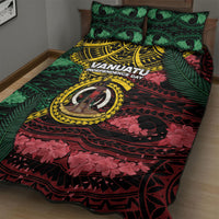 Vanuatu Independence Day Quilt Bed Set Boar Tusk Warrior Tribal Floral Patterns DT05 - Polynesian Pride