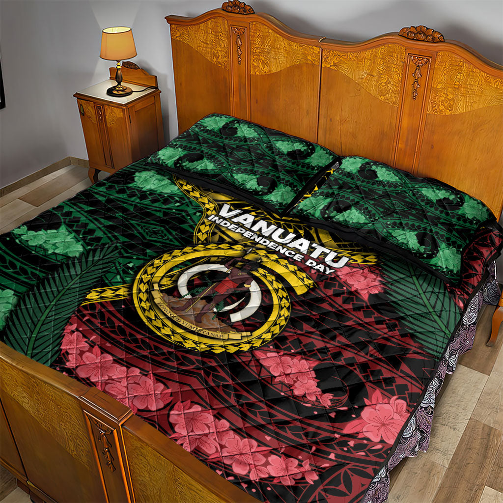 Vanuatu Independence Day Quilt Bed Set Boar Tusk Warrior Tribal Floral Patterns DT05 - Polynesian Pride
