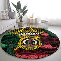 Vanuatu Independence Day Round Carpet Boar Tusk Warrior Tribal Floral Patterns DT05 - Polynesian Pride