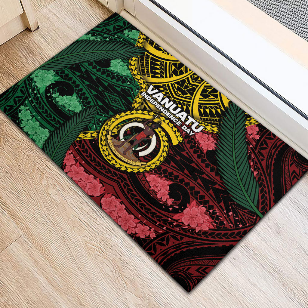 Vanuatu Independence Day Rubber Doormat Boar Tusk Warrior Tribal Floral Patterns DT05 - Polynesian Pride