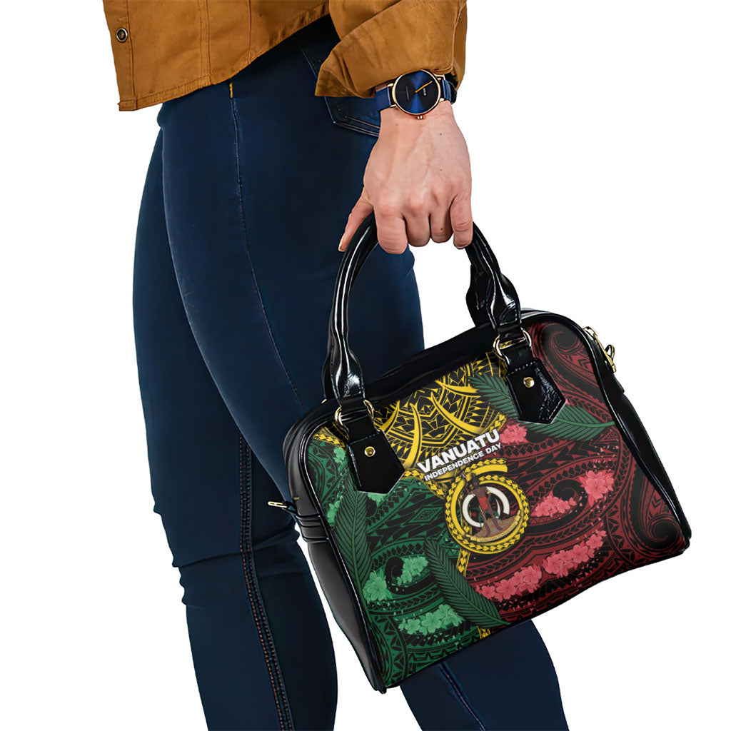 Vanuatu Independence Day Shoulder Handbag Boar Tusk Warrior Tribal Floral Patterns DT05 - Polynesian Pride