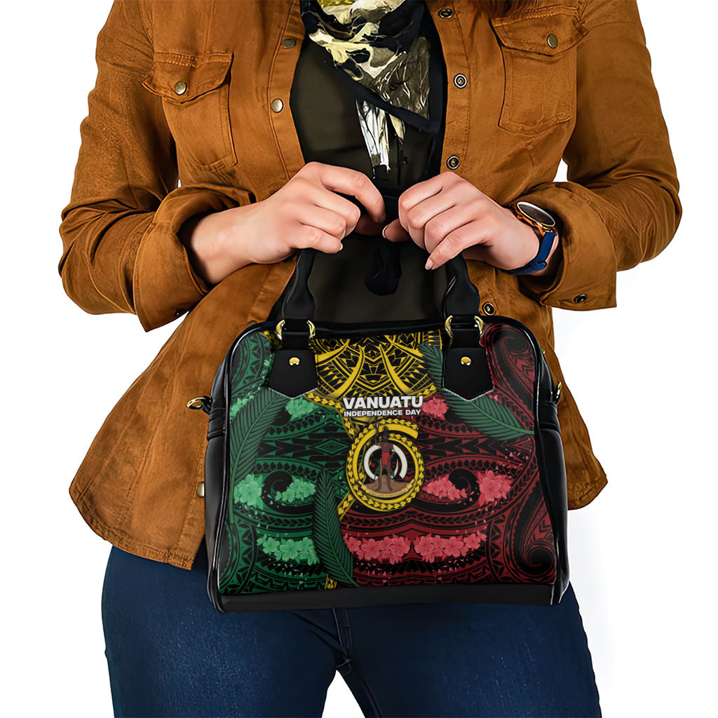 Vanuatu Independence Day Shoulder Handbag Boar Tusk Warrior Tribal Floral Patterns DT05 - Polynesian Pride
