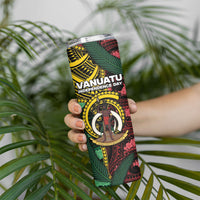 Personalised Vanuatu Independence Day Skinny Tumbler Boar Tusk Warrior Tribal Floral Patterns DT05 - Polynesian Pride
