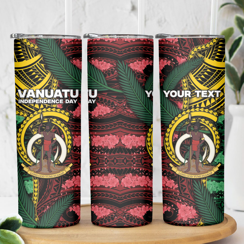 Personalised Vanuatu Independence Day Skinny Tumbler Boar Tusk Warrior Tribal Floral Patterns DT05 - Polynesian Pride