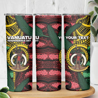 Personalised Vanuatu Independence Day Skinny Tumbler Boar Tusk Warrior Tribal Floral Patterns DT05 - Polynesian Pride