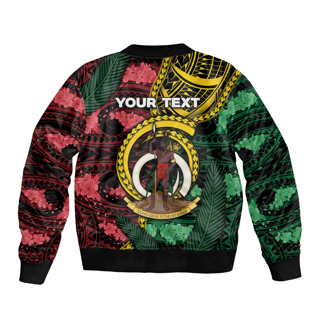 Personalised Vanuatu Independence Day Sleeve Zip Bomber Jacket Boar Tusk Warrior Tribal Floral Patterns DT05 - Polynesian Pride