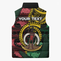 Personalised Vanuatu Independence Day Sleeveless Puffer Jacket Boar Tusk Warrior Tribal Floral Patterns DT05 - Polynesian Pride