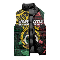 Personalised Vanuatu Independence Day Sleeveless Puffer Jacket Boar Tusk Warrior Tribal Floral Patterns DT05 - Polynesian Pride
