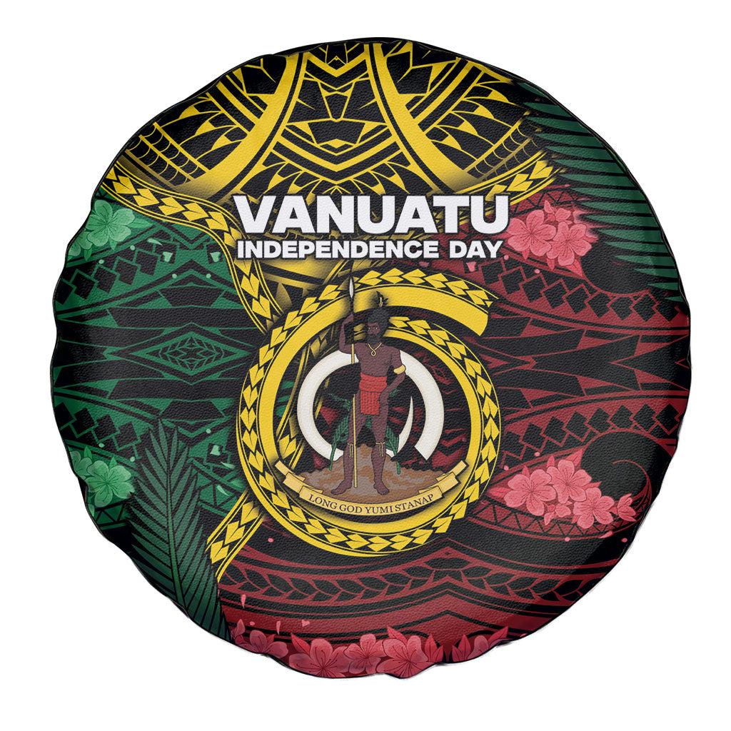 Vanuatu Independence Day Spare Tire Cover Boar Tusk Warrior Tribal Floral Patterns DT05 - Polynesian Pride