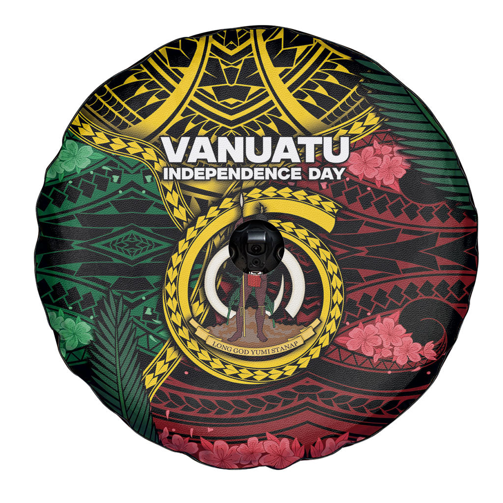Vanuatu Independence Day Spare Tire Cover Boar Tusk Warrior Tribal Floral Patterns DT05 - Polynesian Pride