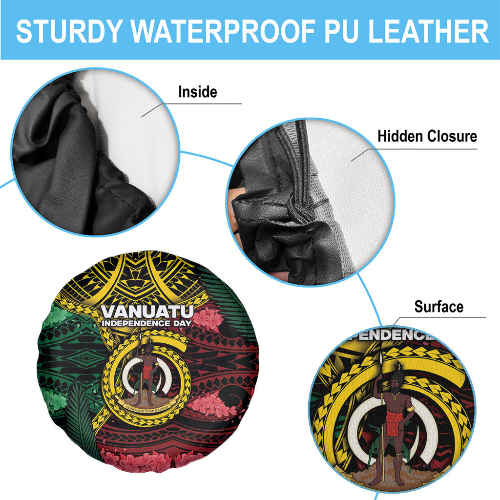 Vanuatu Independence Day Spare Tire Cover Boar Tusk Warrior Tribal Floral Patterns DT05 - Polynesian Pride