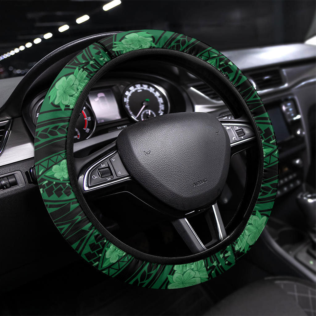 Vanuatu Independence Day Steering Wheel Cover Boar Tusk Warrior Tribal Floral Patterns DT05 Universal Fit Multicolor - Polynesian Pride
