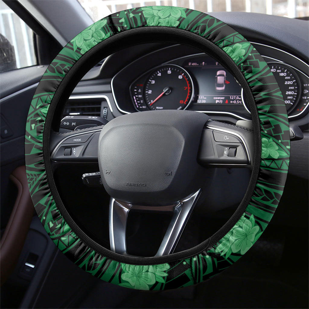 Vanuatu Independence Day Steering Wheel Cover Boar Tusk Warrior Tribal Floral Patterns DT05 - Polynesian Pride