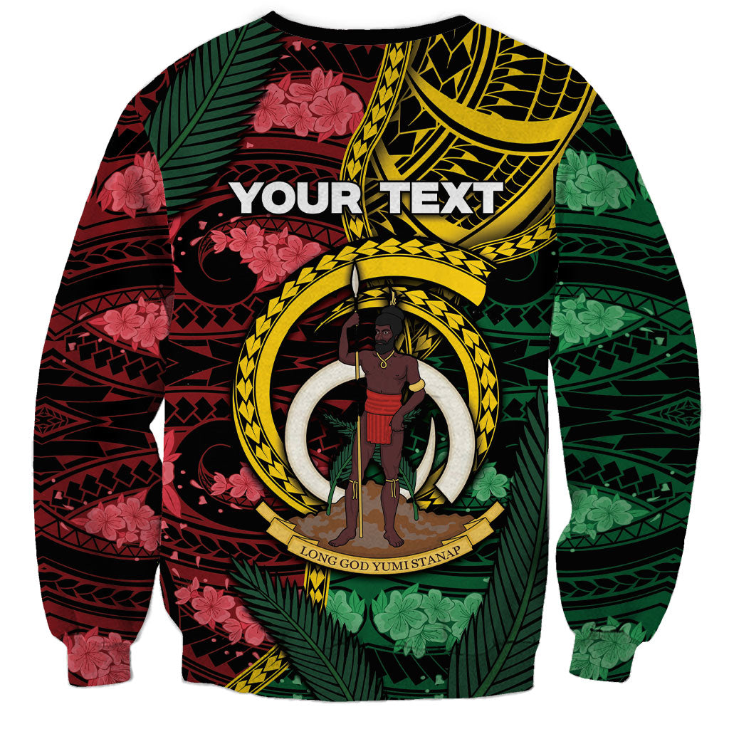 Personalised Vanuatu Independence Day Sweatshirt Boar Tusk Warrior Tribal Floral Patterns DT05 - Polynesian Pride
