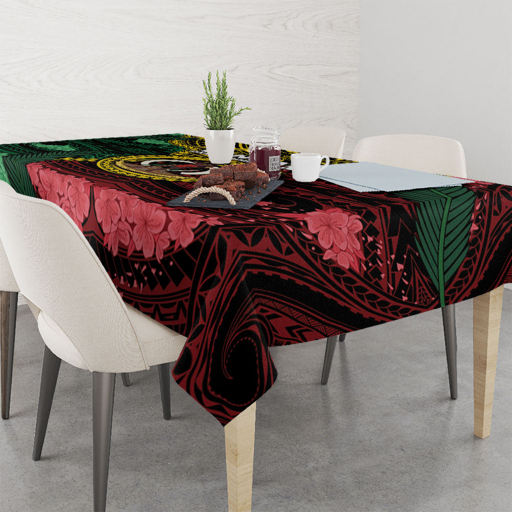 Vanuatu Independence Day Tablecloth Boar Tusk Warrior Tribal Floral Patterns DT05 - Polynesian Pride