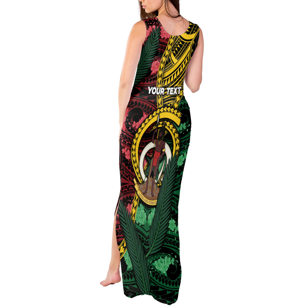 Personalised Vanuatu Independence Day Tank Maxi Dress Boar Tusk Warrior Tribal Floral Patterns DT05 - Polynesian Pride