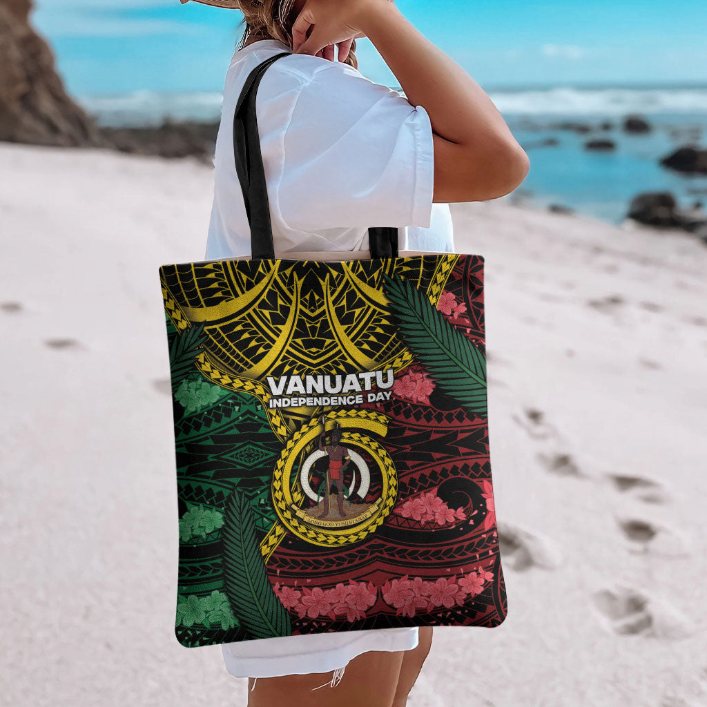 Vanuatu Independence Day Tote Bag Boar Tusk Warrior Tribal Floral Patterns DT05 - Polynesian Pride