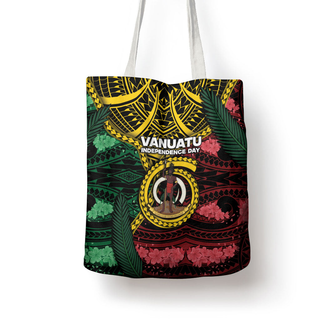 Vanuatu Independence Day Tote Bag Boar Tusk Warrior Tribal Floral Patterns DT05 - Polynesian Pride