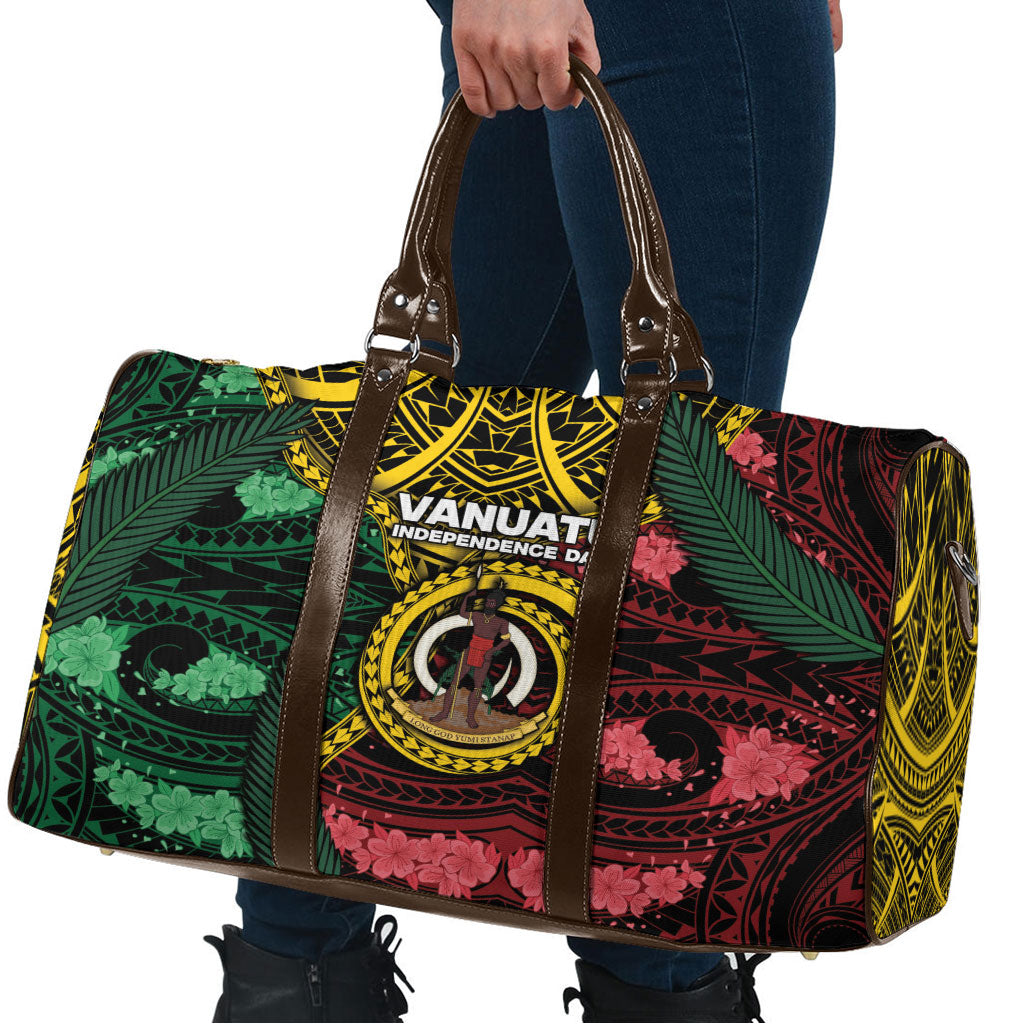 Vanuatu Independence Day Travel Bag Boar Tusk Warrior Tribal Floral Patterns DT05 - Polynesian Pride