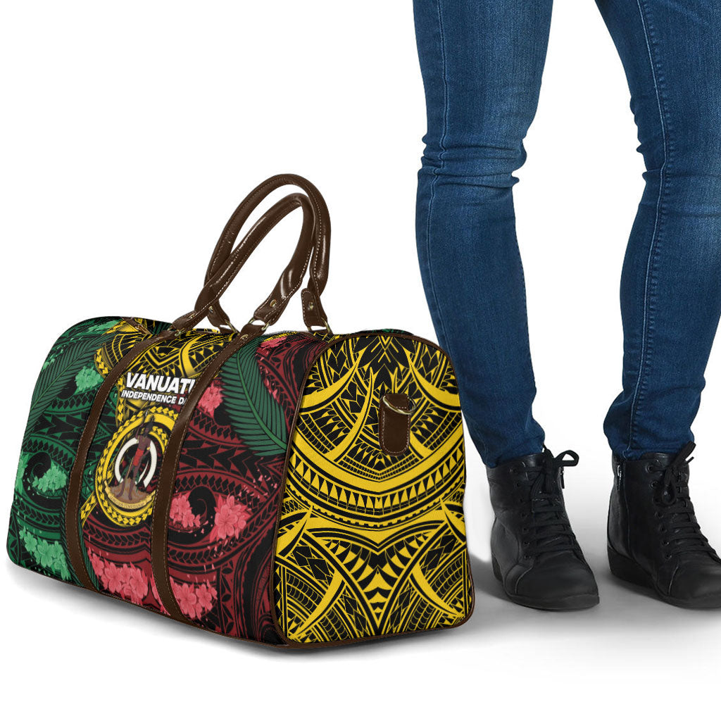 Vanuatu Independence Day Travel Bag Boar Tusk Warrior Tribal Floral Patterns DT05 - Polynesian Pride