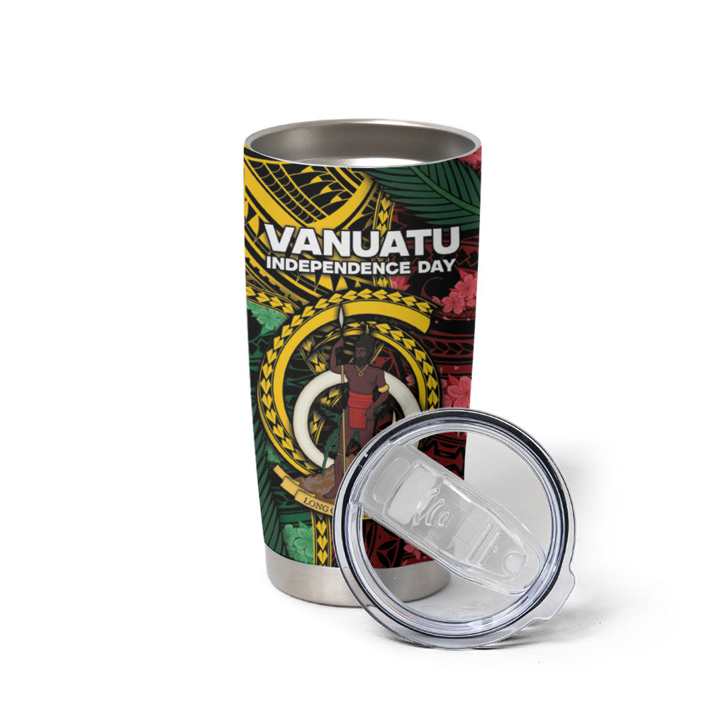 Personalised Vanuatu Independence Day Tumbler Cup Boar Tusk Warrior Tribal Floral Patterns DT05 - Polynesian Pride