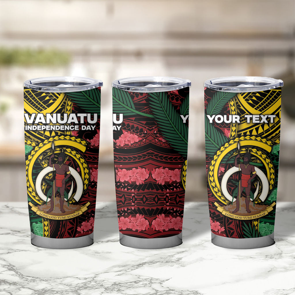 Personalised Vanuatu Independence Day Tumbler Cup Boar Tusk Warrior Tribal Floral Patterns DT05 - Polynesian Pride