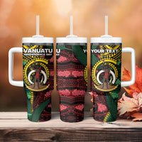 Personalised Vanuatu Independence Day Tumbler With Handle Boar Tusk Warrior Tribal Floral Patterns DT05 - Polynesian Pride