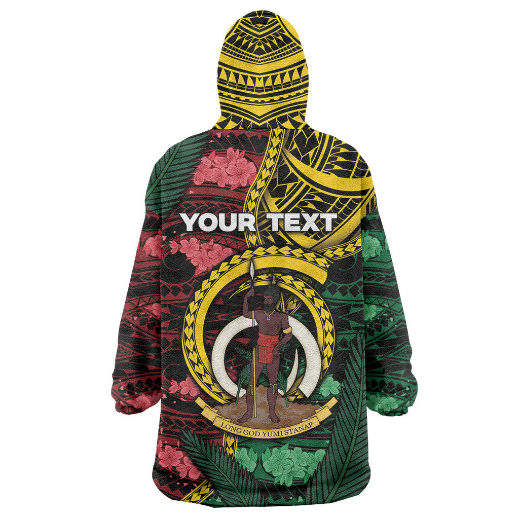 Personalised Vanuatu Independence Day Wearable Blanket Hoodie Boar Tusk Warrior Tribal Floral Patterns DT05 - Polynesian Pride