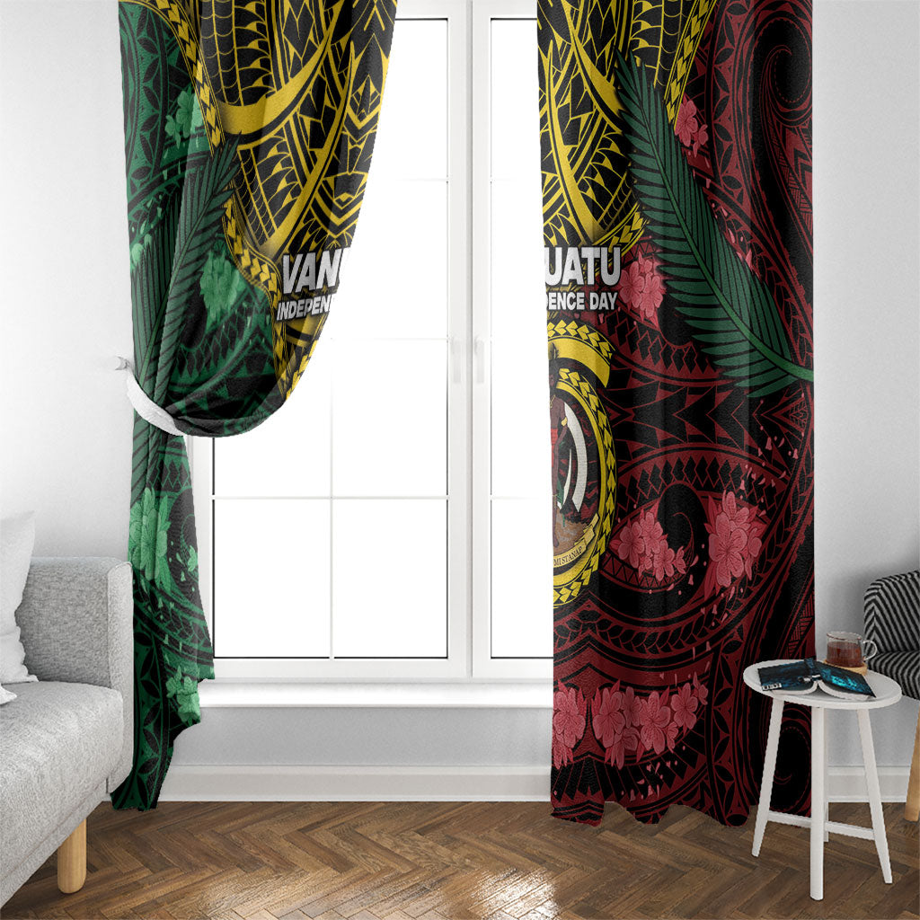 Vanuatu Independence Day Window Curtain Boar Tusk Warrior Tribal Floral Patterns DT05 - Polynesian Pride