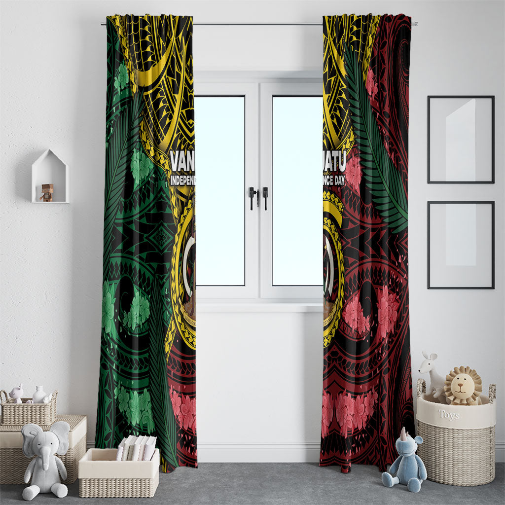Vanuatu Independence Day Window Curtain Boar Tusk Warrior Tribal Floral Patterns DT05 - Polynesian Pride