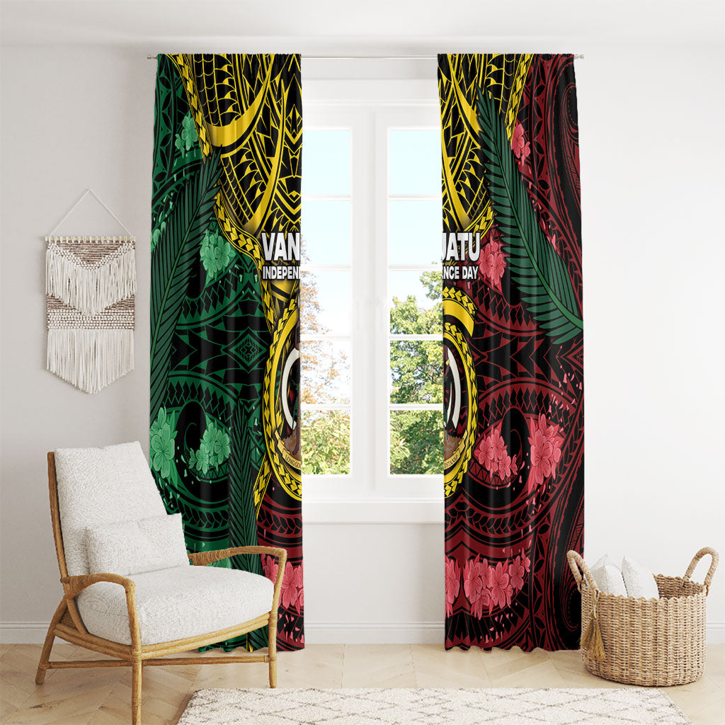 Vanuatu Independence Day Window Curtain Boar Tusk Warrior Tribal Floral Patterns DT05 - Polynesian Pride