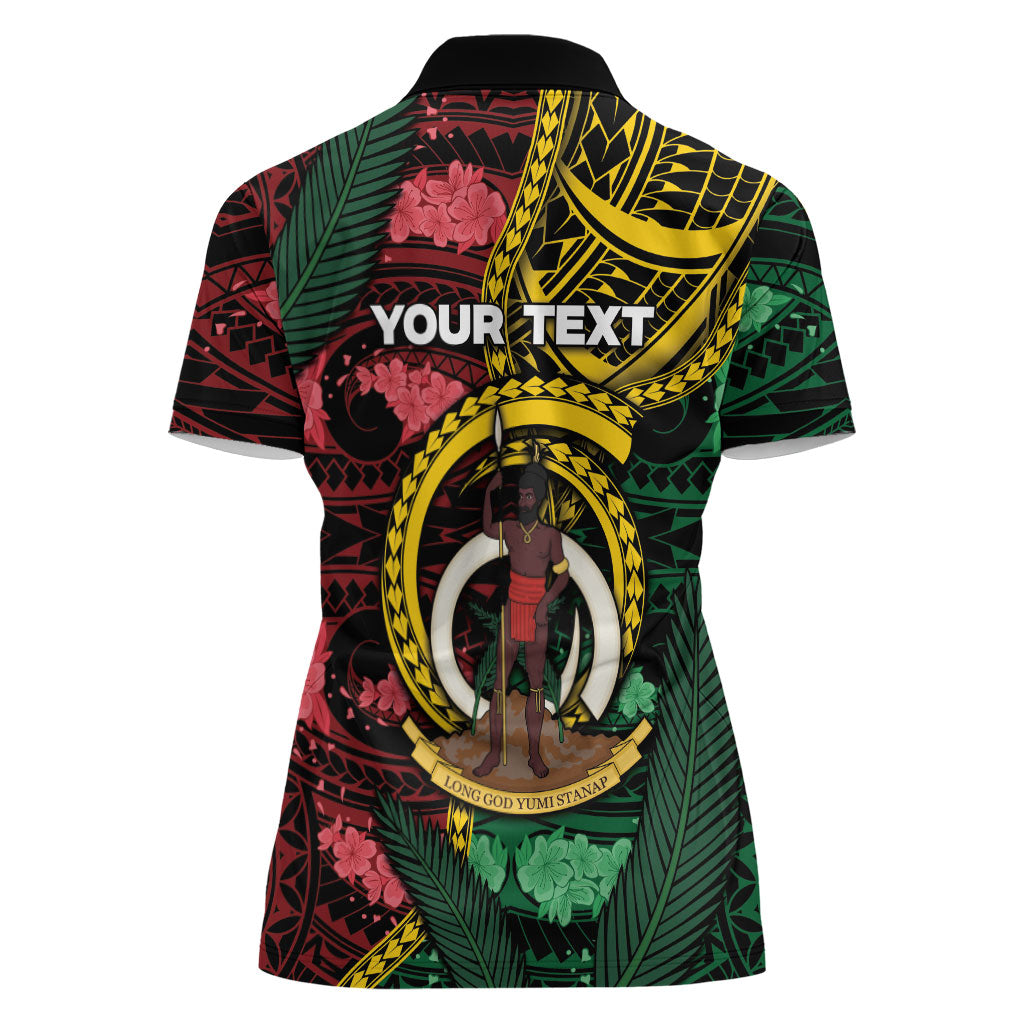 Personalised Vanuatu Independence Day Women Polo Shirt Boar Tusk Warrior Tribal Floral Patterns DT05 - Polynesian Pride
