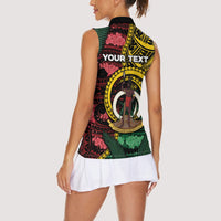 Personalised Vanuatu Independence Day Women Sleeveless Polo Shirt Boar Tusk Warrior Tribal Floral Patterns DT05 - Polynesian Pride