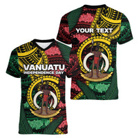 Personalised Vanuatu Independence Day Women V-Neck T-Shirt Boar Tusk Warrior Tribal Floral Patterns DT05 - Polynesian Pride