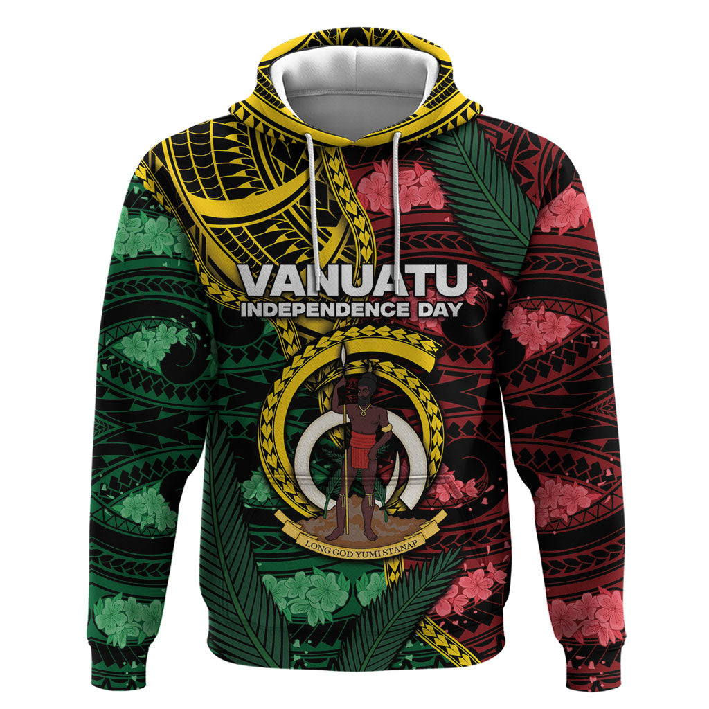 Personalised Vanuatu Independence Day Zip Hoodie Boar Tusk Warrior Tribal Floral Patterns DT05 Pullover Hoodie Multicolor - Polynesian Pride