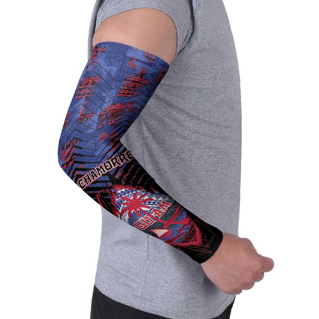 Guam Arm Sleeves Chamorro Seal Tribal Scratch Design - Polynesian Pride