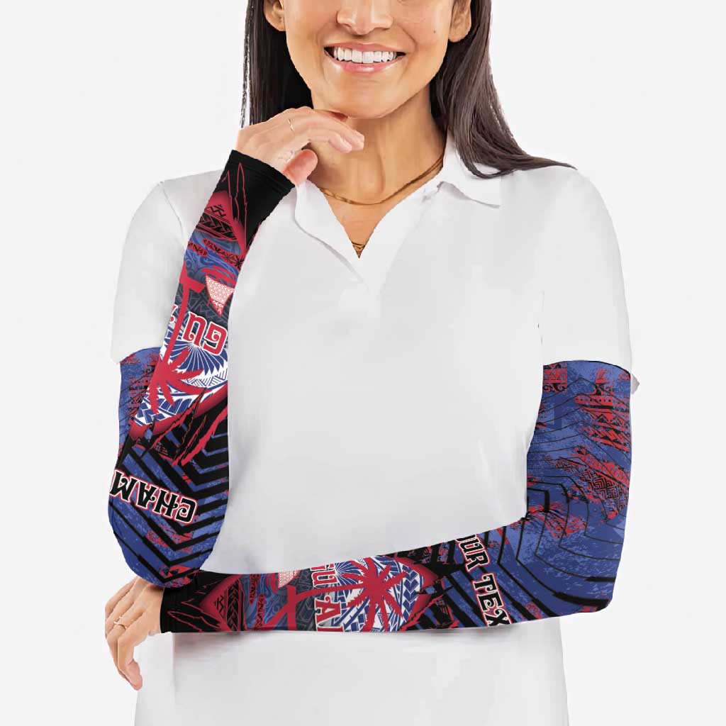 Guam Arm Sleeves Chamorro Seal Tribal Scratch Design - Polynesian Pride