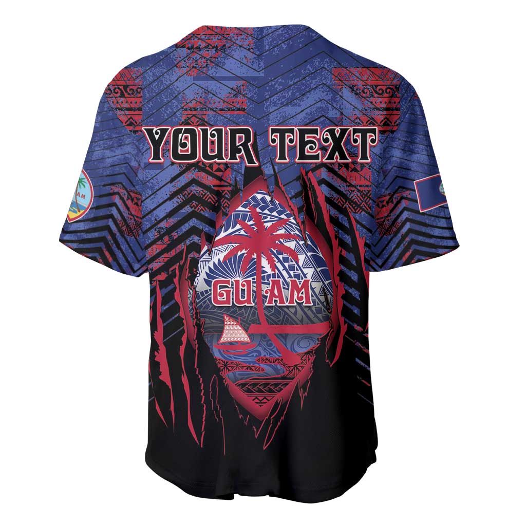 Personalised Guam Baseball Jersey Chamorro Seal Tribal Scratch Design - Polynesian Pride