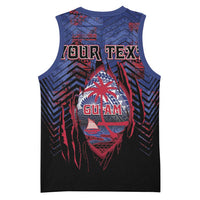 Personalised Guam Basketball Jersey Chamorro Seal Tribal Scratch Design - Polynesian Pride