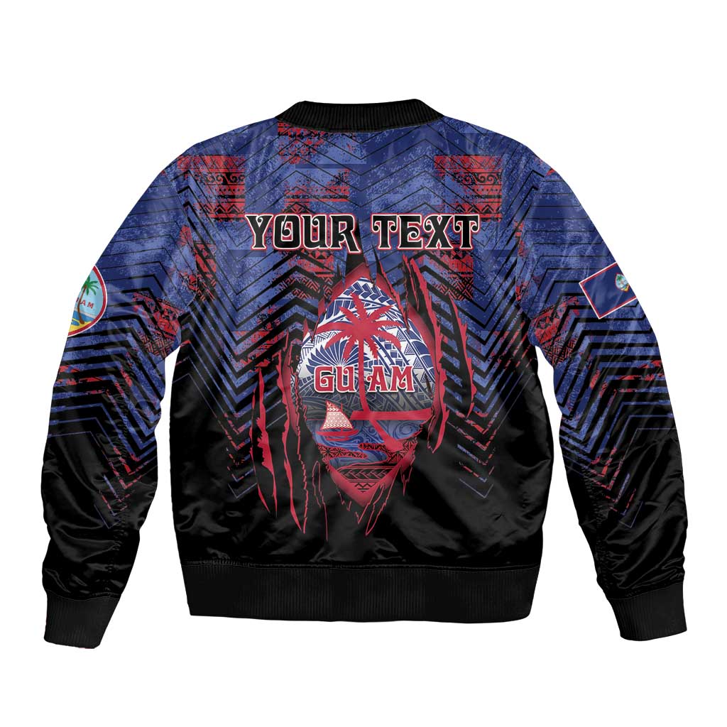 Personalised Guam Bomber Jacket Chamorro Seal Tribal Scratch Design - Polynesian Pride