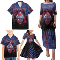 Personalised Guam Family Matching Puletasi and Hawaiian Shirt Chamorro Seal Tribal Scratch Design - Polynesian Pride