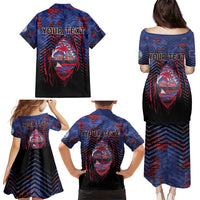 Personalised Guam Family Matching Puletasi and Hawaiian Shirt Chamorro Seal Tribal Scratch Design - Polynesian Pride